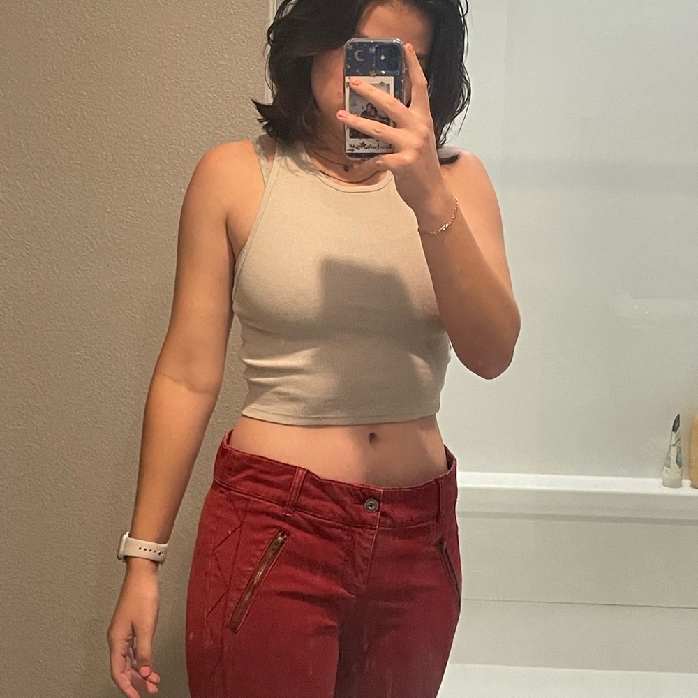 rad red low rise vintage pants from "pilcro and the letterpress"!!❤️❤️ - Picture 2 of 5